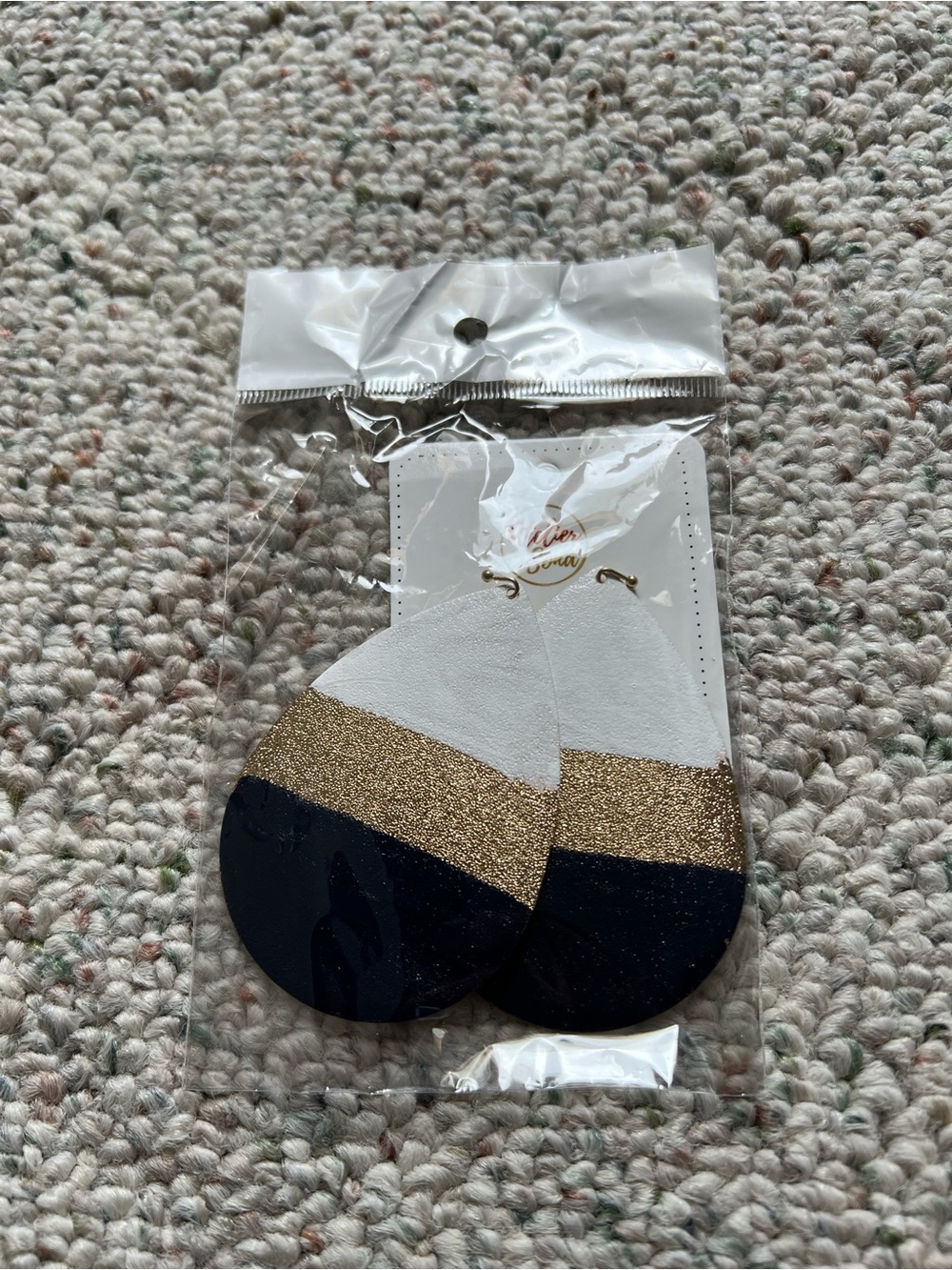 Atelier Sona White/Gold/Navy Tear Drop Earrings - Picture 6 of 8